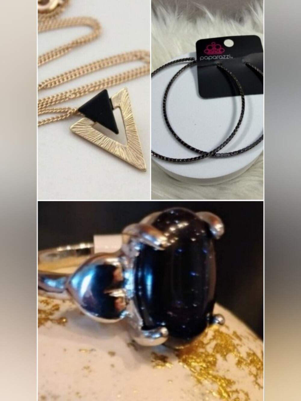 Jewelry Bundle Size 8 Ring Large Hoop Earrings And Gold Black Arrow
